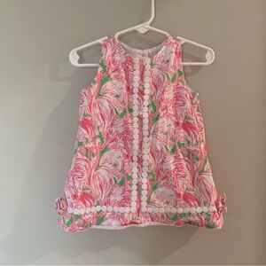 Lilly Pulitzer Dress 18-24 Months Pink Green Flamingo Print Baby Shift
